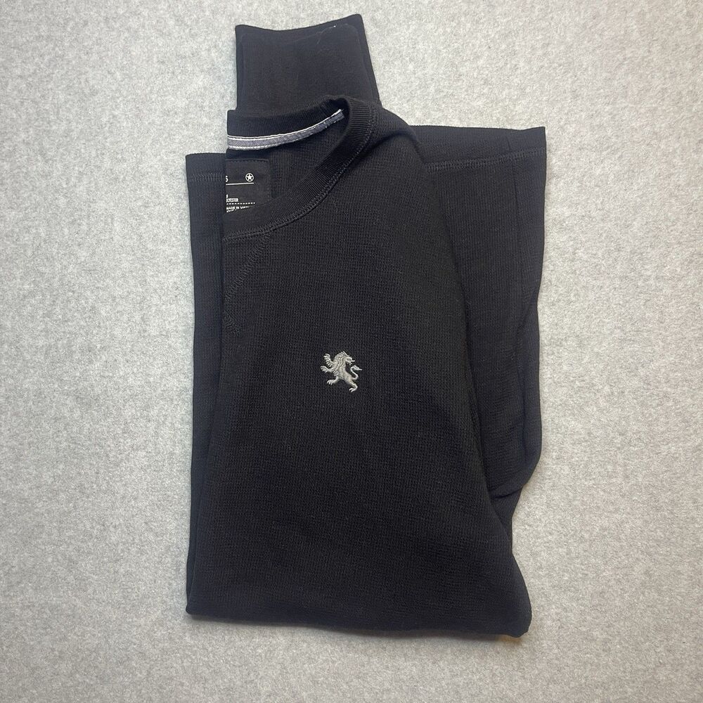 Y2K Express Men's Black Waffle-Knit Cotton Pullover Sweater Crew Neck L